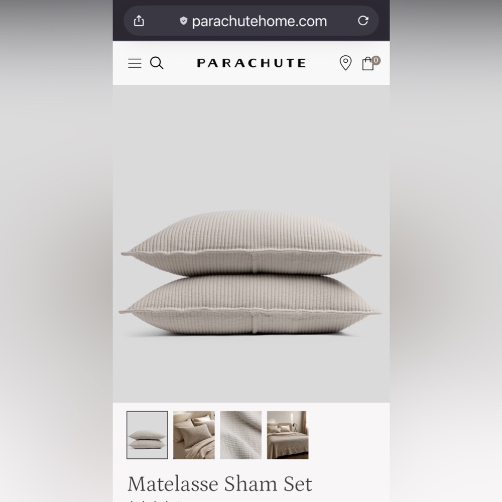 Parachute Matelasse Sham Set of 2, King, Bone